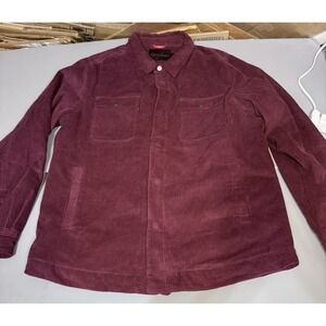 Robert Graham Corduroy Jacket Burgondy Mens L Large New Zip Snap Cotton RGF21R12